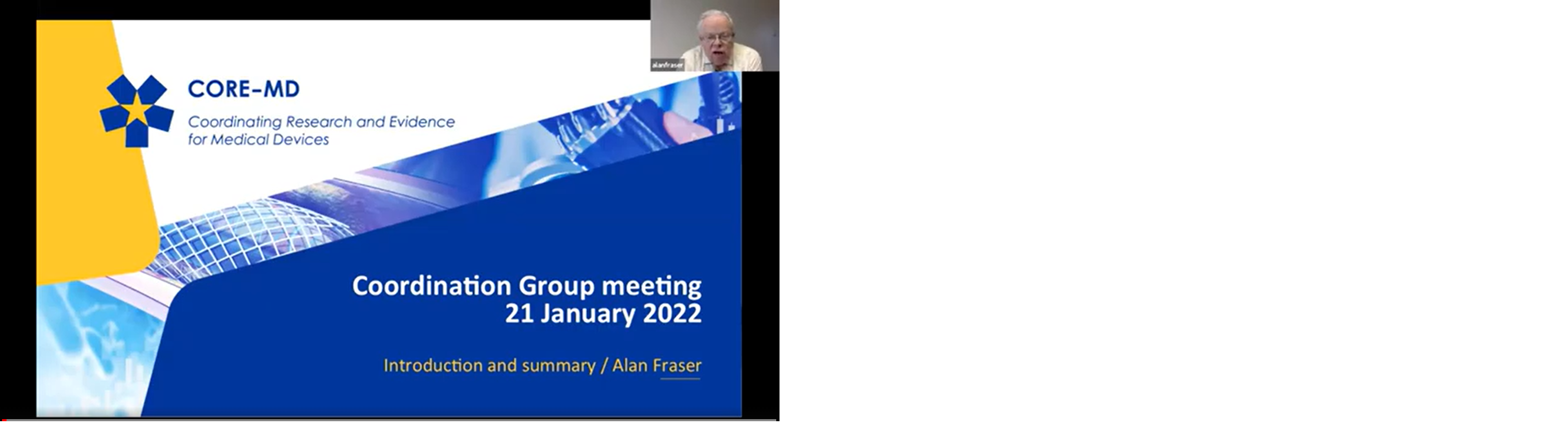 Introduction of meeting by Prof. Alan Fraser, CORE-MD coordinator